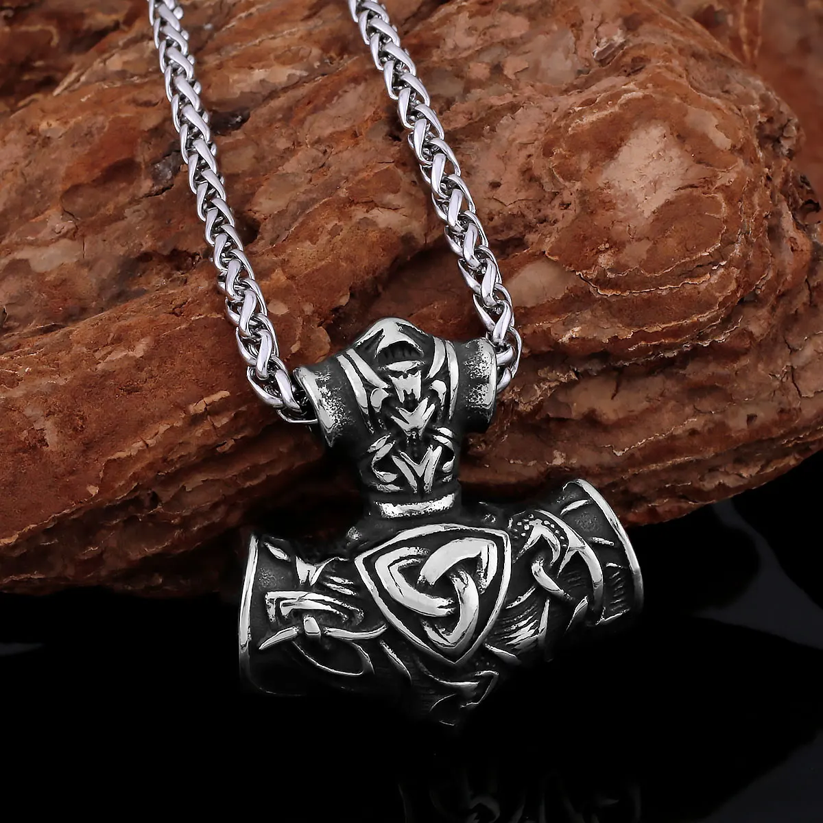 

New Design Hammerfall Men's Stainless Steel Viking Necklace North Oodin Valknut Amulet Fashion Pendant Teen Jewelry Wholesale
