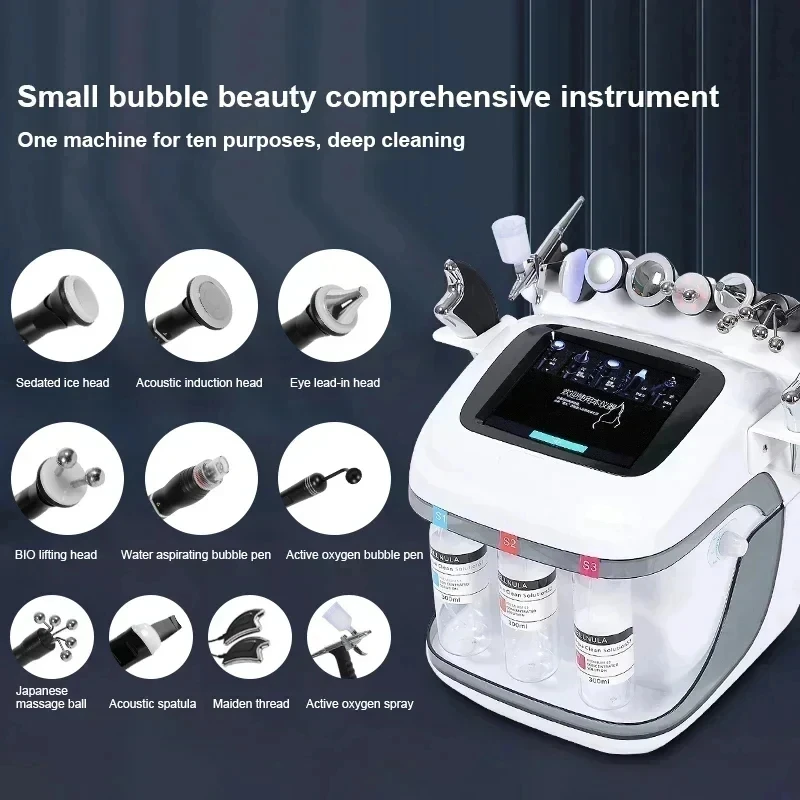 10 in 1 H2o2 Aqua Peeling Lift Skin Bubble Moisturizer Oxygen Hydro Facial Machine, Skin Care Cleansing for Beauty Salon