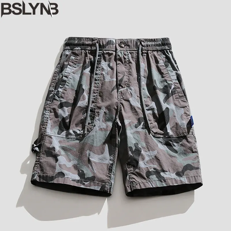 Merk Heren Camo Multi-Pockets Cargoshorts Heren Elastische Taille Outdoor Wandelshorts