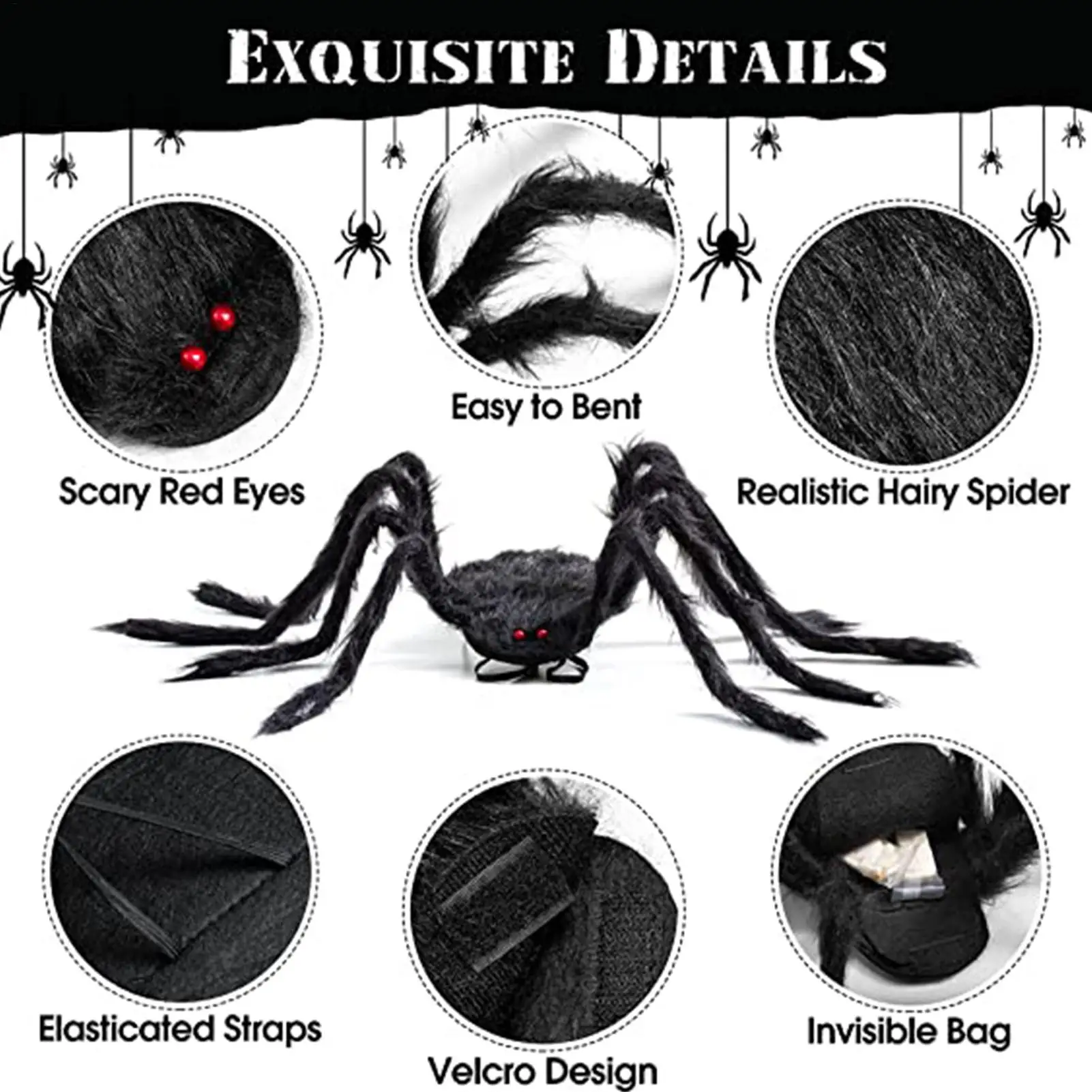Halloween Spider Backpack Spider Cosplay Prop Realistic Plush Backpack for Candy Storage Halloween Kids Women Men Masquerade