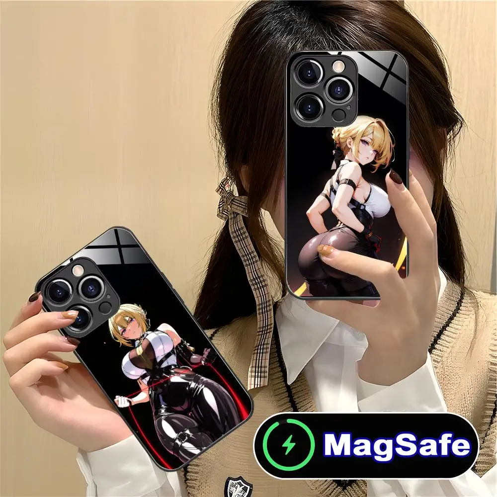 

Чехол для телефона Zenless Zone Zero Evelyn для iPhone 17 16 15 14 13 12 11 Air Pro Max Plus Mini MagSafe, стеклянный, цветной, люксовый