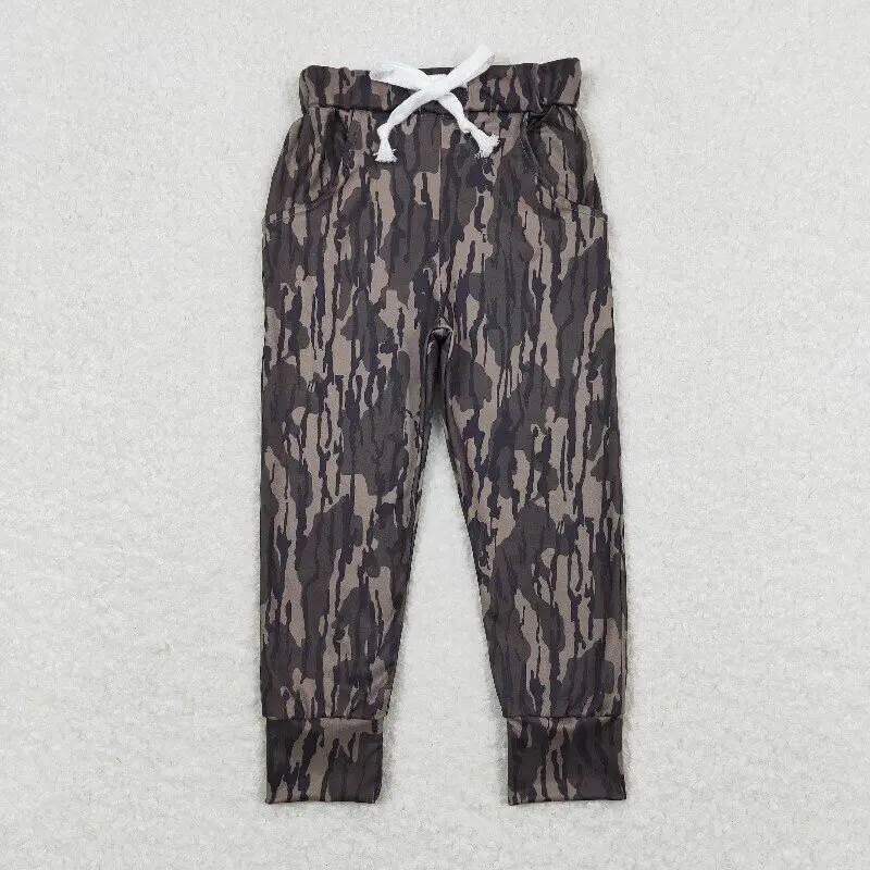 NEW rts boy fall trousers with laces camouflage fashion Milk silk baby boy boutique pants