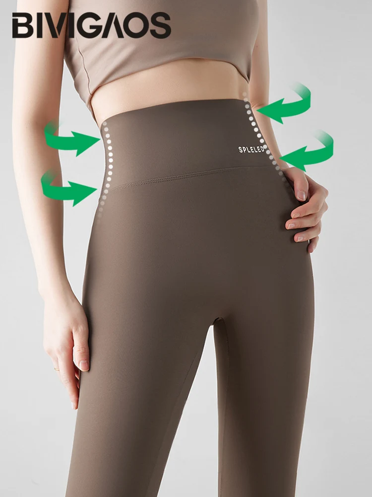 BIVIGAOS-mallas ajustadas de tiburón para mujer, Leggings sexys de cintura alta con letras estampadas, sin costuras, para Fitness, primavera y verano, 2024