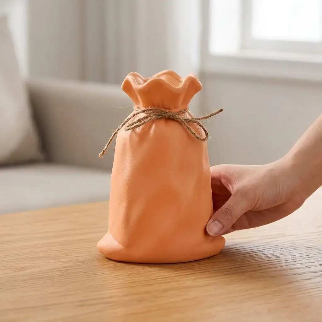 Nordic Resin Bag Vase Desk Decoration Small Ornaments Dried Flowers Flower Arrangement Resin Vase Home Decoration Gifts