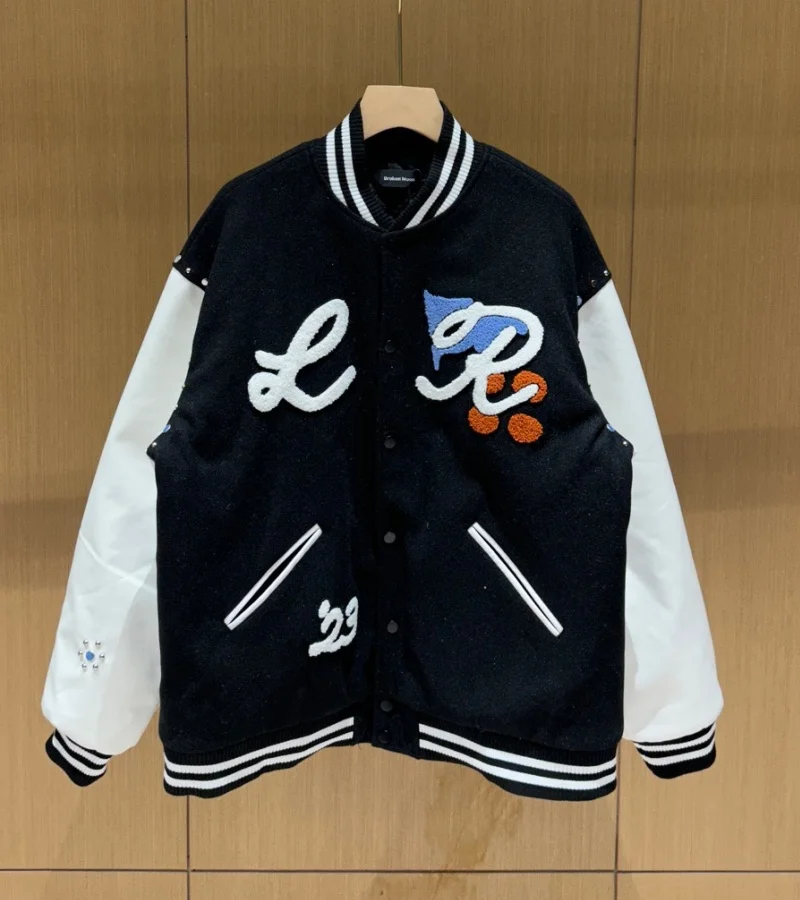 

25SS High-end Broken Moon American Autumn Winter Heavywork Embroidery Beading Baseball Jacket Thickened Jacket Loose Coat