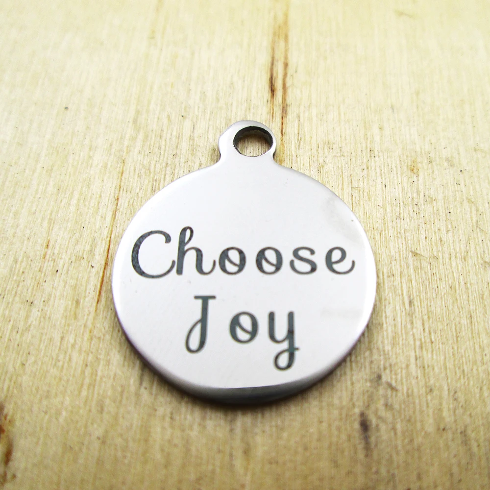 20pcs-choose joy stainless steel charms Laser Engraved Customized DIY Charms Pendants