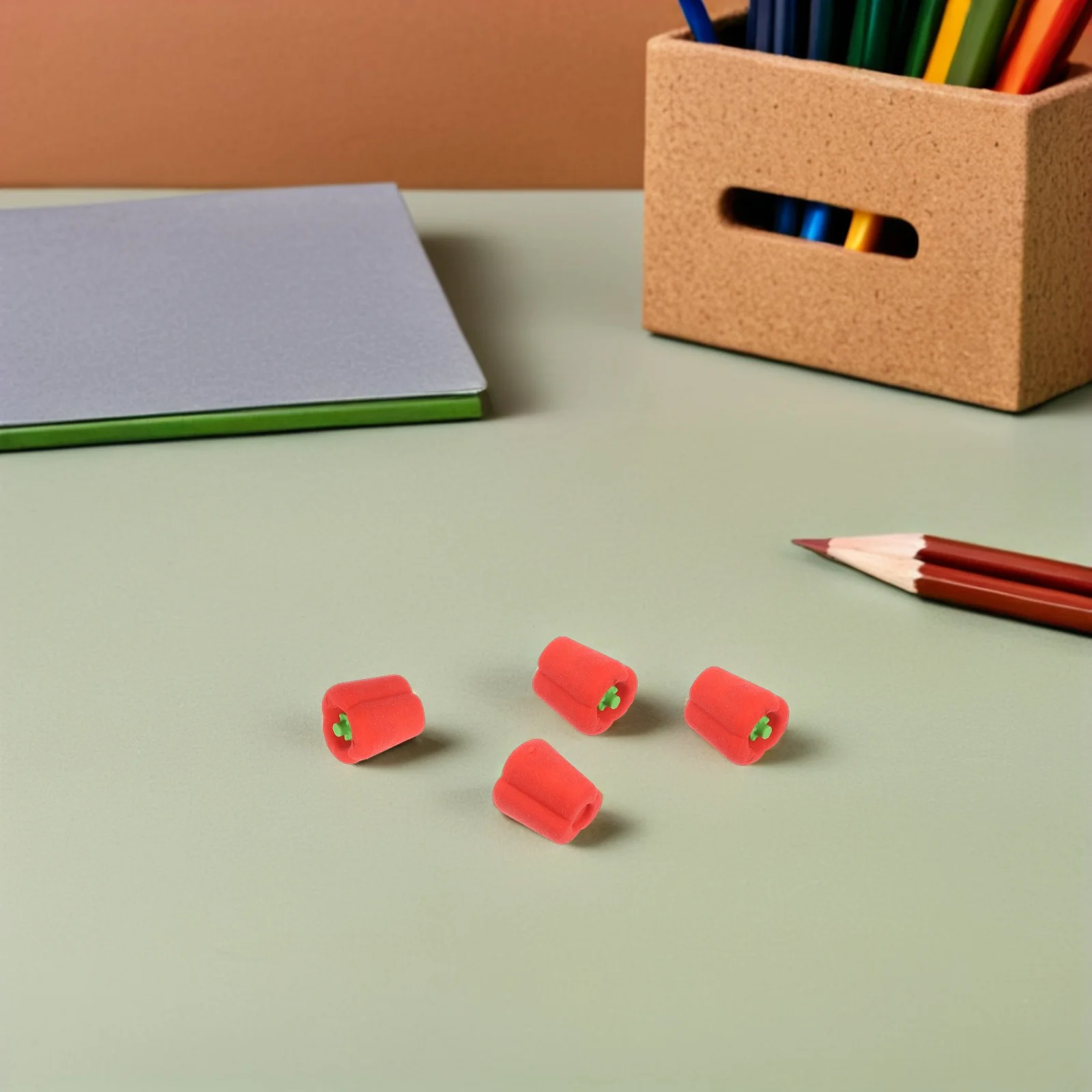

100pcs Cartoon Pepper Shaped Erasers Red Mini Vegetable Pencil Erasers For Kawaii School Supplies Drawing Writing