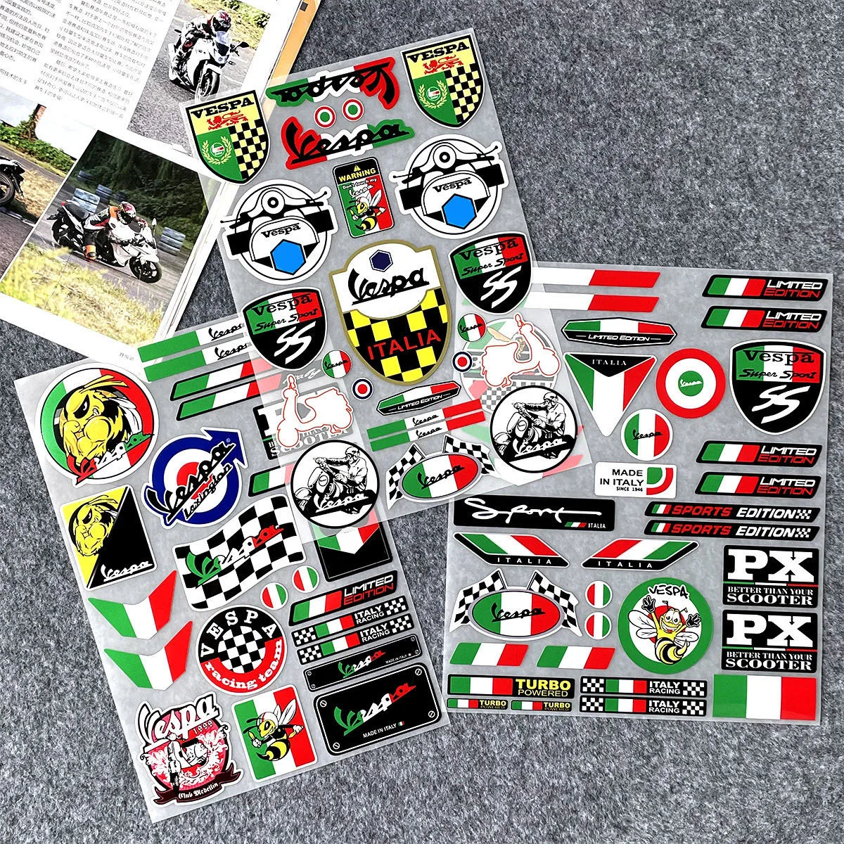 Autocollants réfléchissants imperméables pour moto, adaptés à Vespa GTS150 GTS250 GTS300 Sprint Primavera LXV, autocollants décoratifs pour carrosserie de Scooter