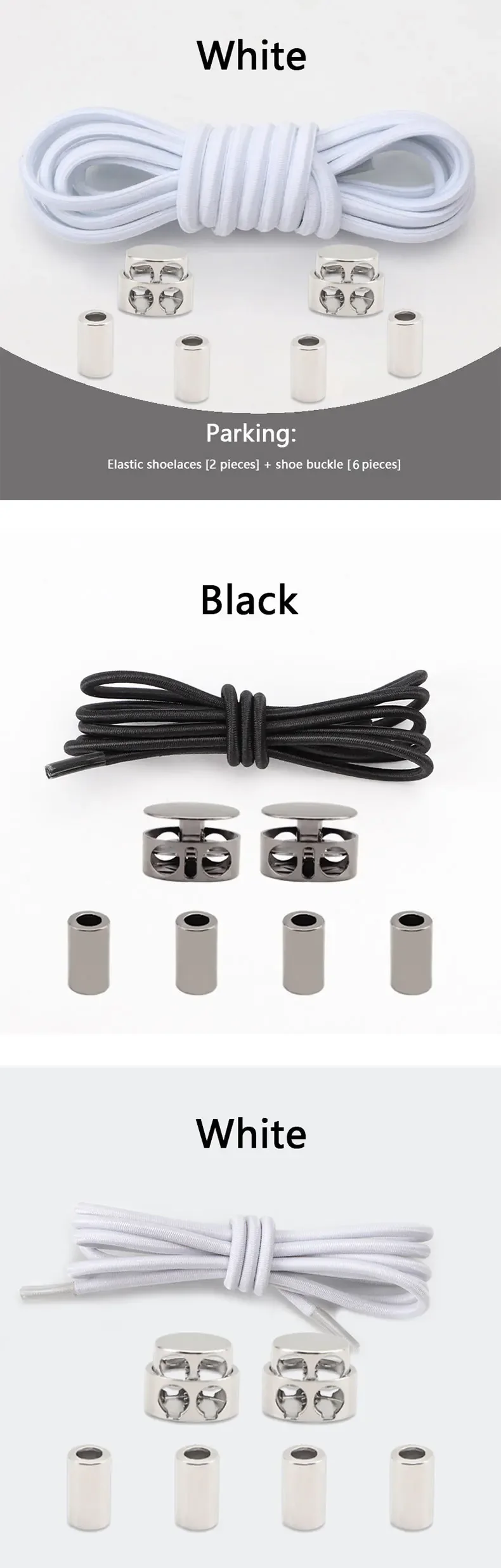 1 Pair Elastic Shoelaces for Sneakers No Tie Shoe Laces Metal Lock Quickly Put on And Take Off Lazy Shoes Lace Round Rubber Band