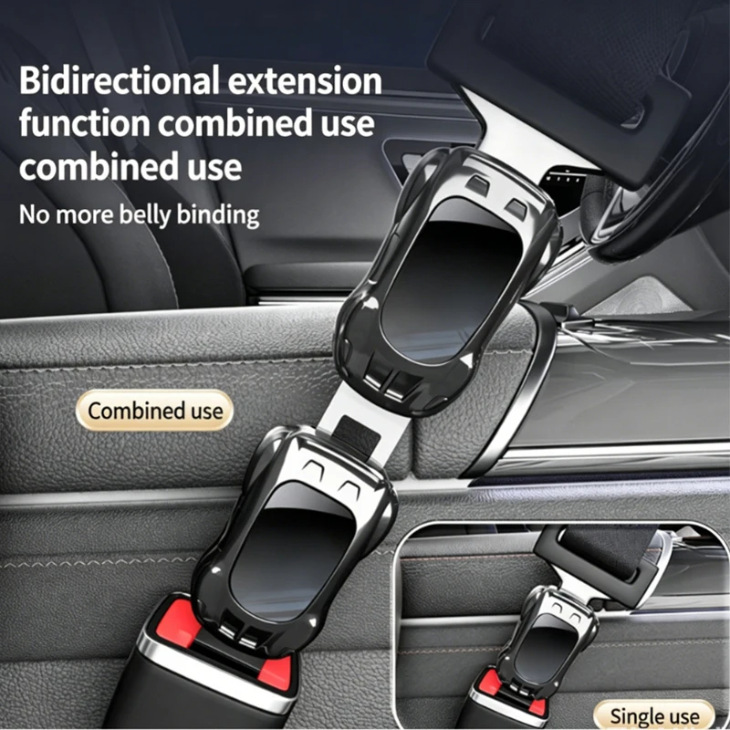 2 Peças Extensor de Cinto de Segurança Automotivo, Fivela de Bloqueio de Cinto de Segurança, Encaixe de Inserção Espesso, Fivela de Segurança para Tesla Porsche Universal