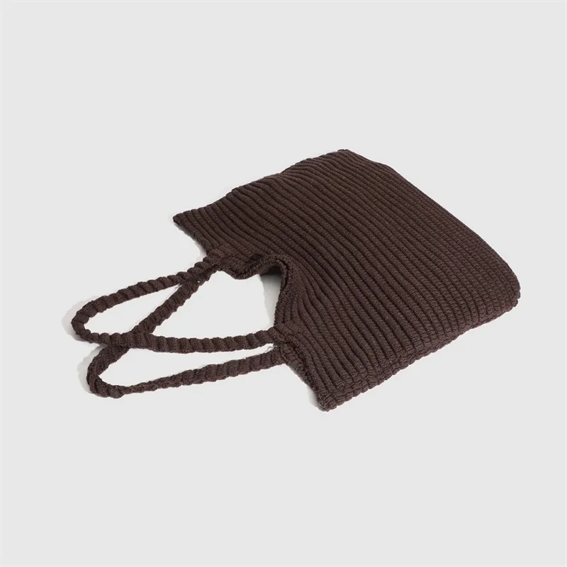 Retro Gestrickte Handtasche für Frauen Herbst Winter Neue Koreanische Ausgabe Einfarbig Gestrickte Tasche Große Kapazität Reise Handheld Tasche – Detail 20