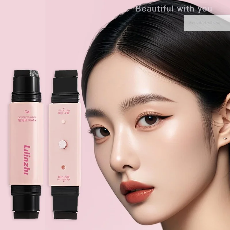 NewMagnetic Dubbele Hoofd Stempel Eyeliner Pen Waterdichte Vloeistof Zwart Bruin Eyeliner Verlenging Stempel Sneldrogende Make-up Cosmetica