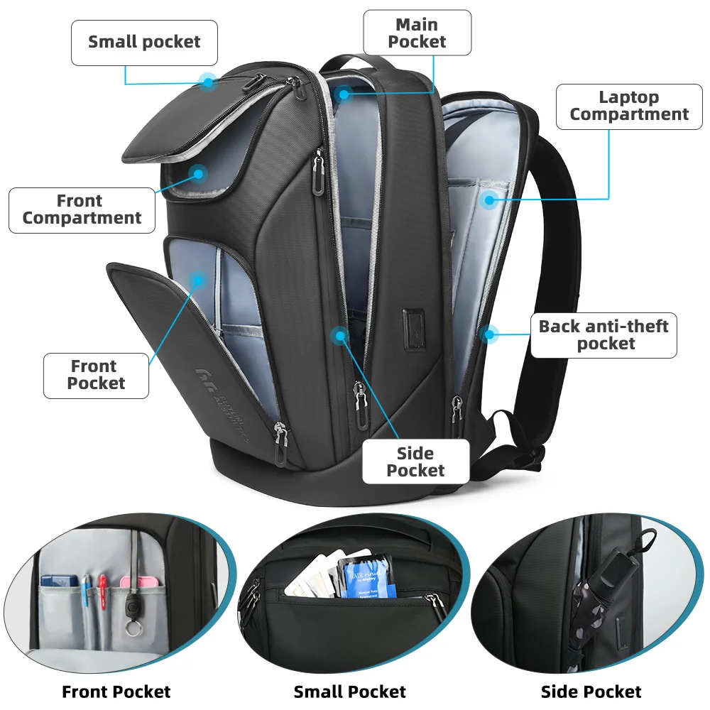 HK New Arrival Spacious Travel Backpack 17.3 inch Laptop Backpack For Men Big Capacity Waterproof Commuting Rucksacks With USB