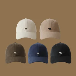 Fashionable Retro Polar Bear Embroidered Baseball Cap For Women Japanese Style Versatile Big Head Circumference Duckbill cap