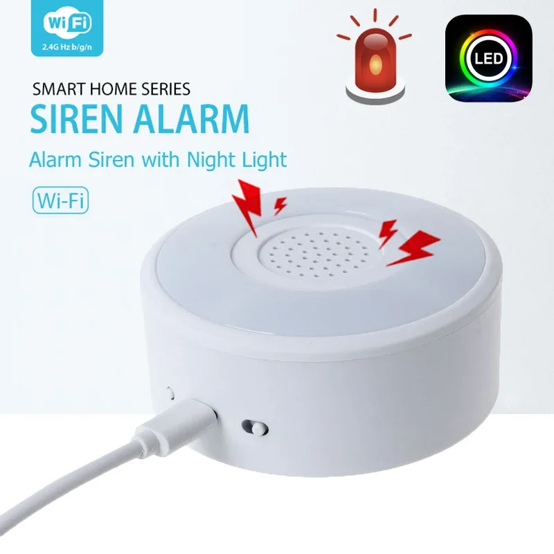 tuya smart wifi alarm siren sistema de seguranca domestica alto falante com rgb led night light 90db 01