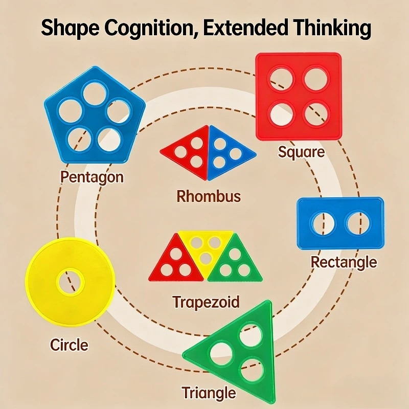 Giocattoli Montessori per bambini con forme geometriche, set di colonne, giochi di classificazione e impilabili Giocattoli puzzle per l'educazione della prima infanzia
