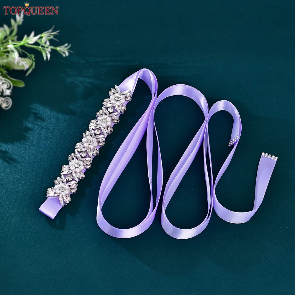 

TOPQUEEN Bridal Belt with Rhinestone Beaded Flowers Ideal for Parties and Special Occasion Dresses Bridesmaid Sash S196