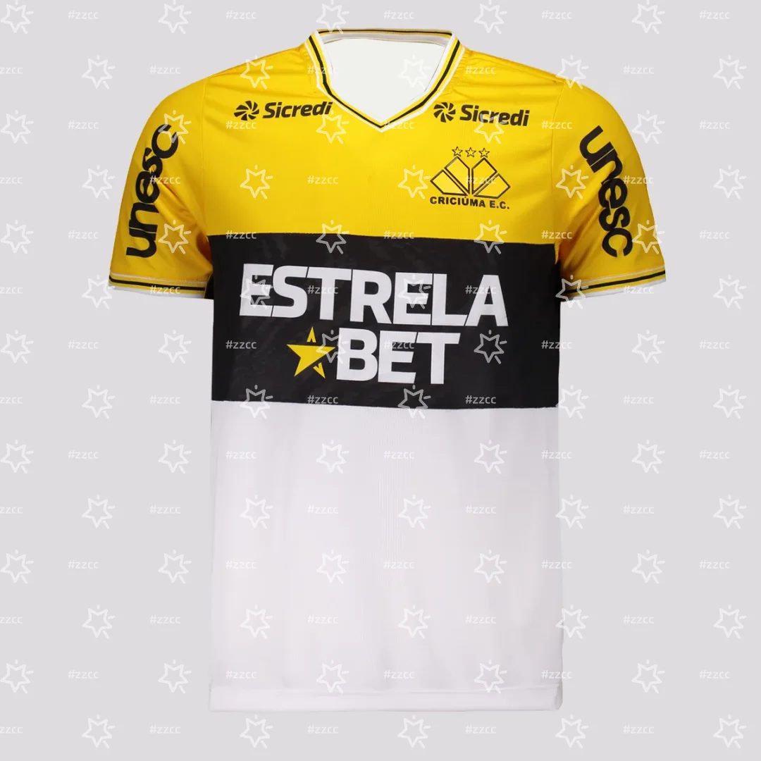 25-26 Criciúma EC home football jersey training Kit Fan gifts Summer Sports Men's T-Shirt Kid's Clothing Tee beach T-shirt ﻿