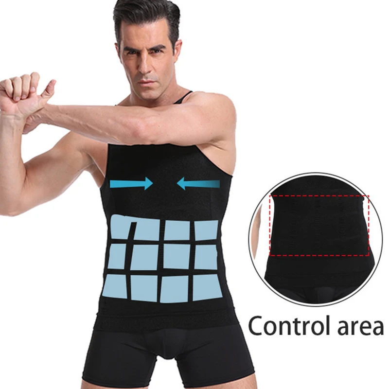 S-3XL  Men's Slimming Body Shapewear Slimming Body Sports Vest Men Tummy Belly Control Slim Waist Cincher