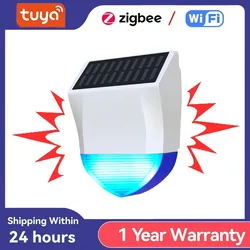 Tuya Smart Zigbee/Wifi Siren Alarm Waterproof Outdoor With Solar And USB Power Supply Optional 95dB Remote Control