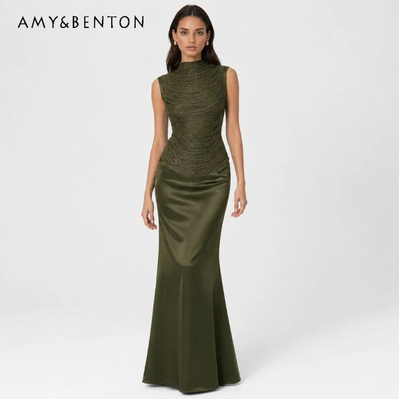 

French Design Fringed Satin Women's Sleeveless Top 2026 New Fashion Temperament Banquet Annual Meeting Wedding Skirt Sets Ladies