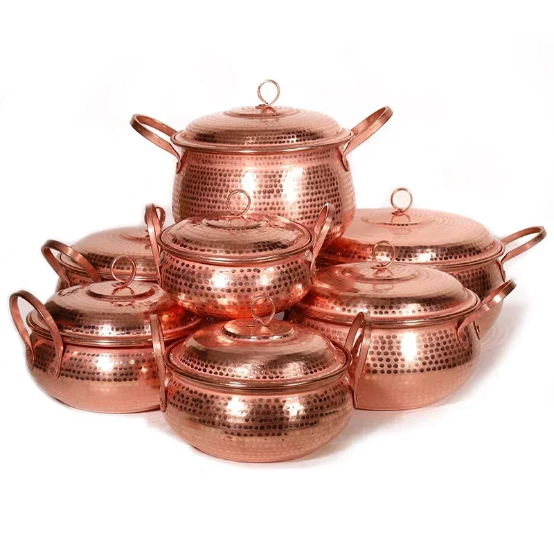 Handmade Copper Soup Pot,Light Luxury Cooking Pot,Non-stick Modern Simplicity Pan, Household Kitchen Cookware, Artisan Soup Pot.