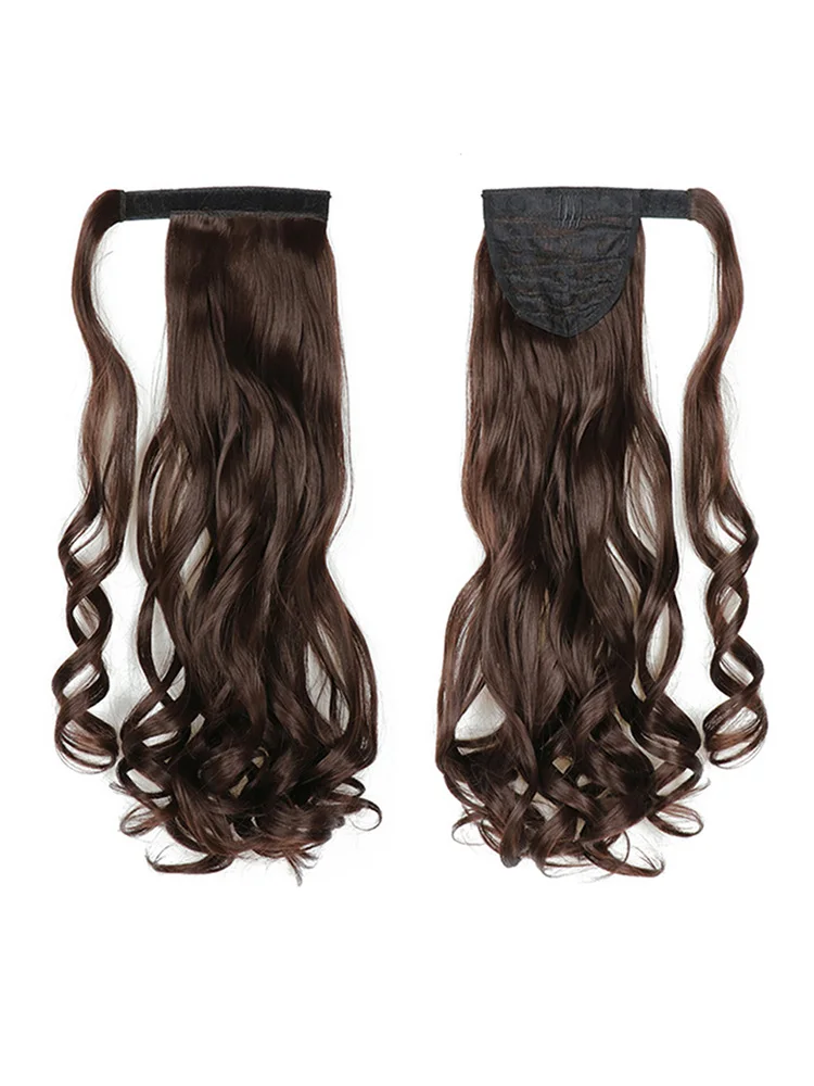 Extension de queue de cheval bouclée pour femme, postiche ondulée naturelle, postiche ronde, extensions de cheveux synthétiques, 22 po