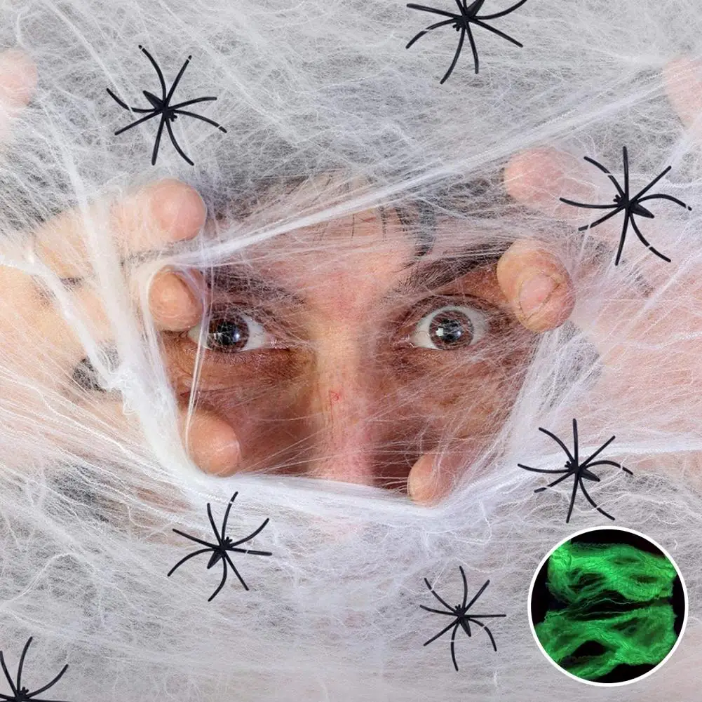 Kreative Künstliche Spinne Web Super Stretchy Nützlich Halloween Spider Web Leucht Nachahmung Spinnennetz