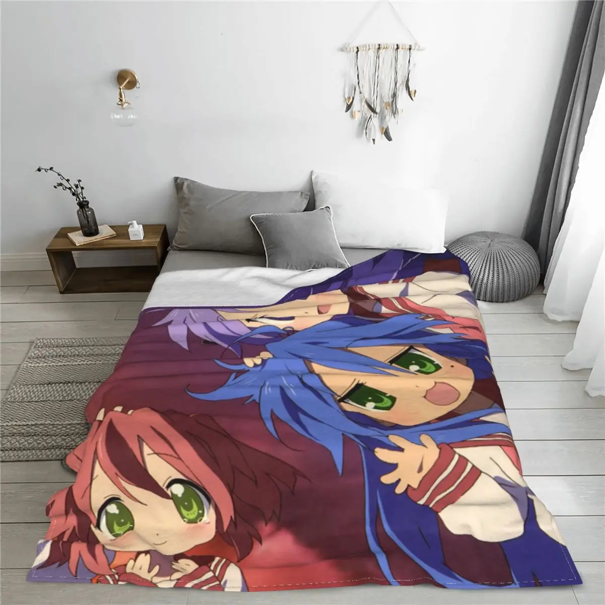 Lucky Star Kawaii peluche coperta konica Izumi Anime carino moda coperte per letto divano divano tappeto pezzo