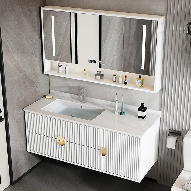 

Modern Bathroom Cabinets Slate Ceramic Drawer Mirror Integrated Washbasin Bathroom Vanity Cabinet Toilet Bathroom Furniture