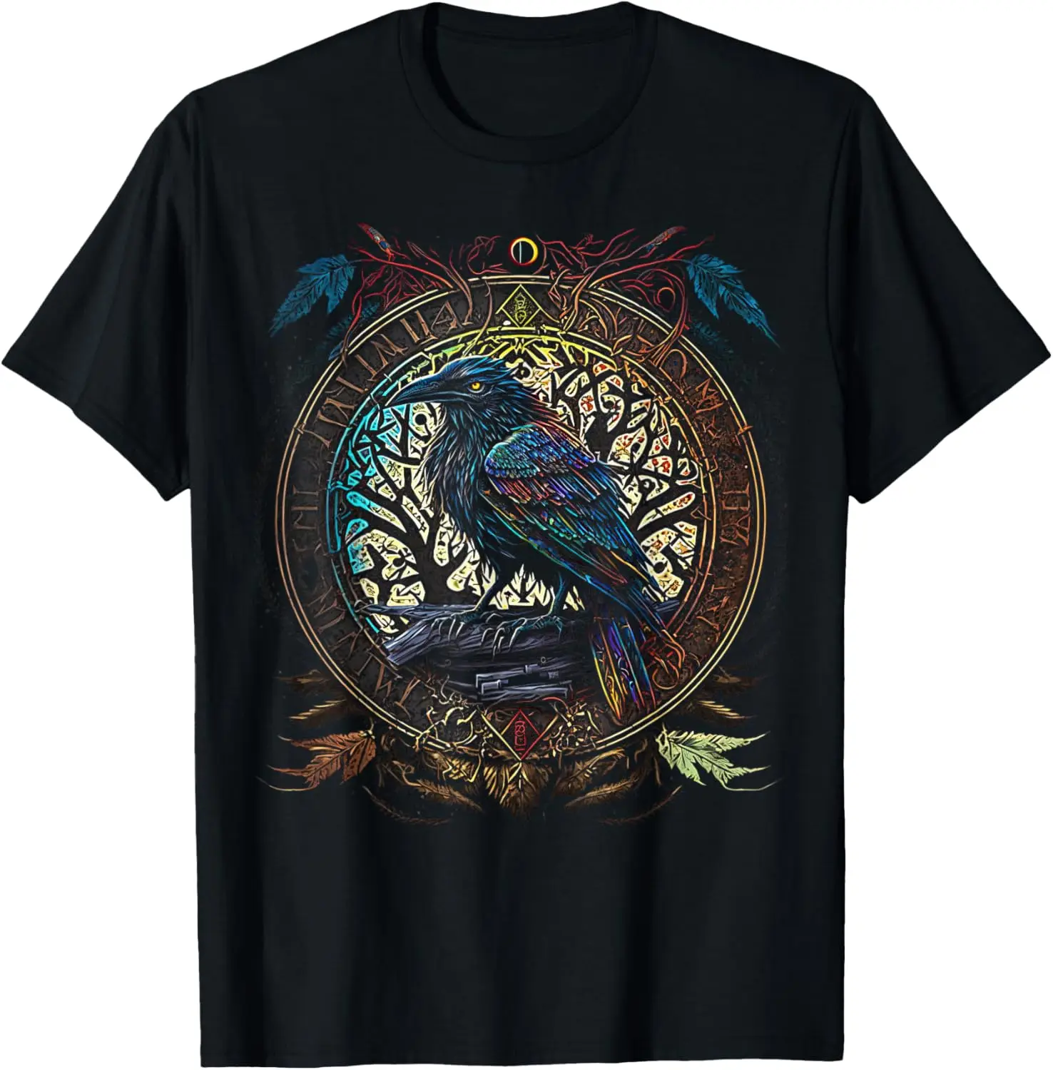 Raven Yggdrasil Norse Mythology Viking Odin Graphic Tee Men Breathable Cotton T-Shirt