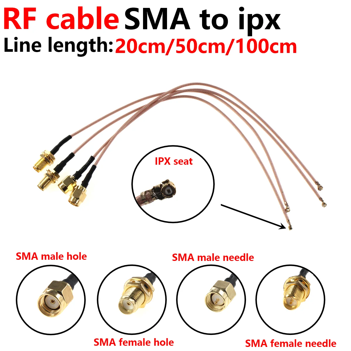 

SMA female conversion cable RF cable RG178 cable 20CM 50CM 100CM SMA Male female Single-head SMA to ipx