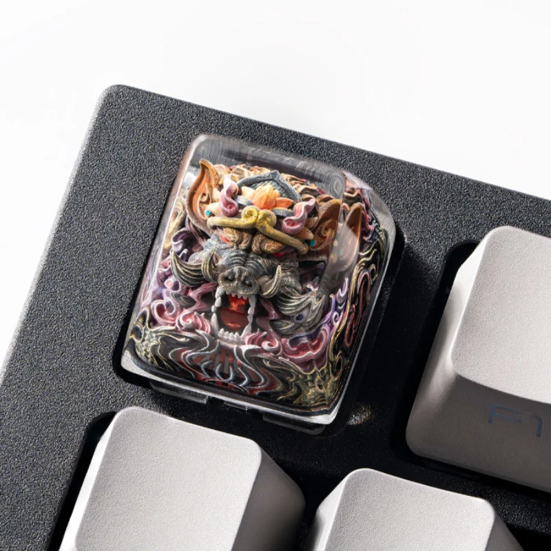 Chinese Style Resin Keycaps Pig Wuneng Custom Art Transparent Pig Bajie Keycaps for Mechanical Keyboard Gaming Accessories Gift