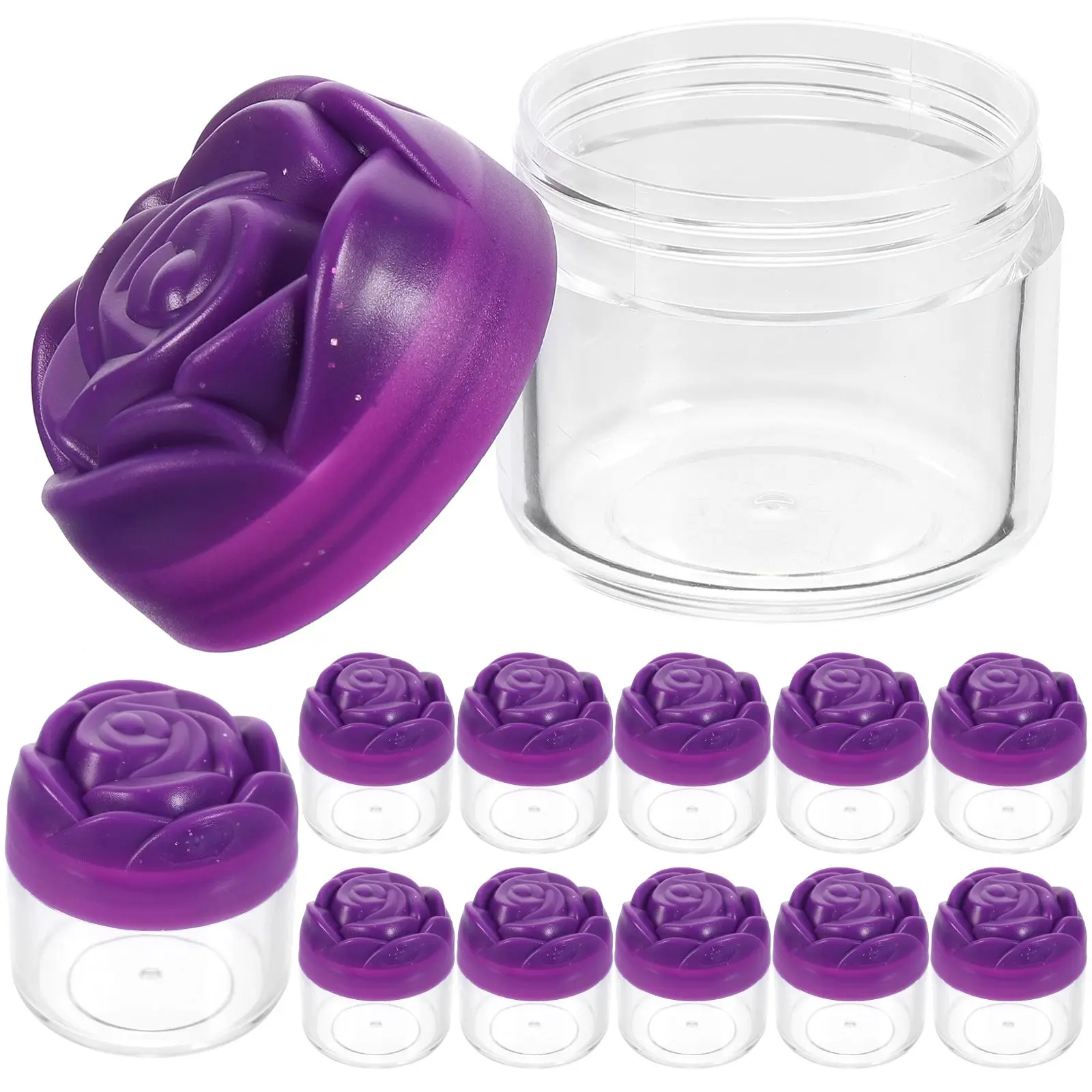 12 Pcs Rose Lid Cream Jars Green Travel Containers for Lotions Moisturizers Beauty Products Refillable Skincare Packaging