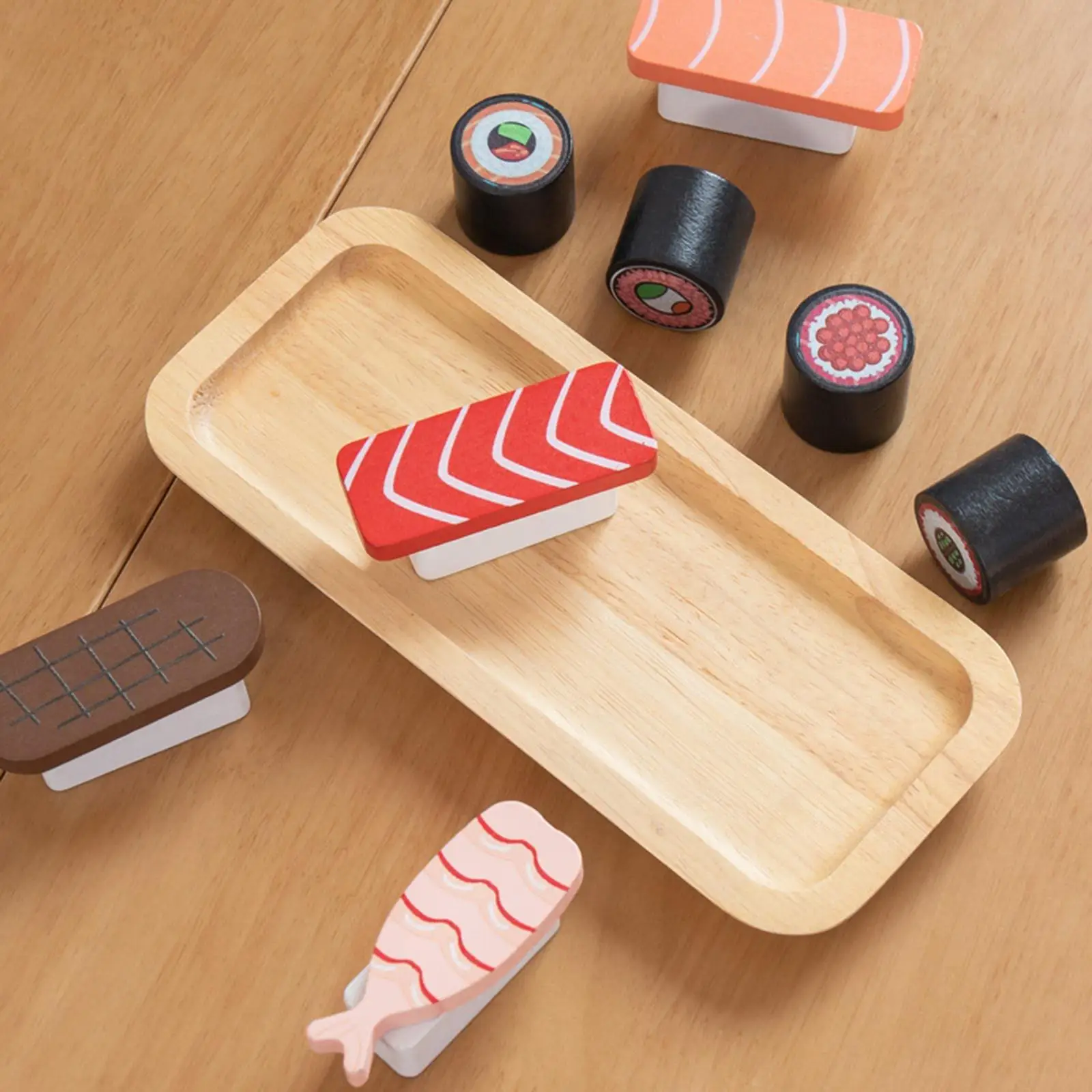 

Sushi Slicing Play Food Set Fine Motor Skills Simulation Pretend Play Kitchen Toys Wooden Sushi Playset for Children Girls Boys