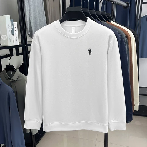Camiseta de manga larga de marca de lujo para hombre jersey de otoño Paul a la moda con bordado de pony exquisito sudadera informal holgada con cuello redondo