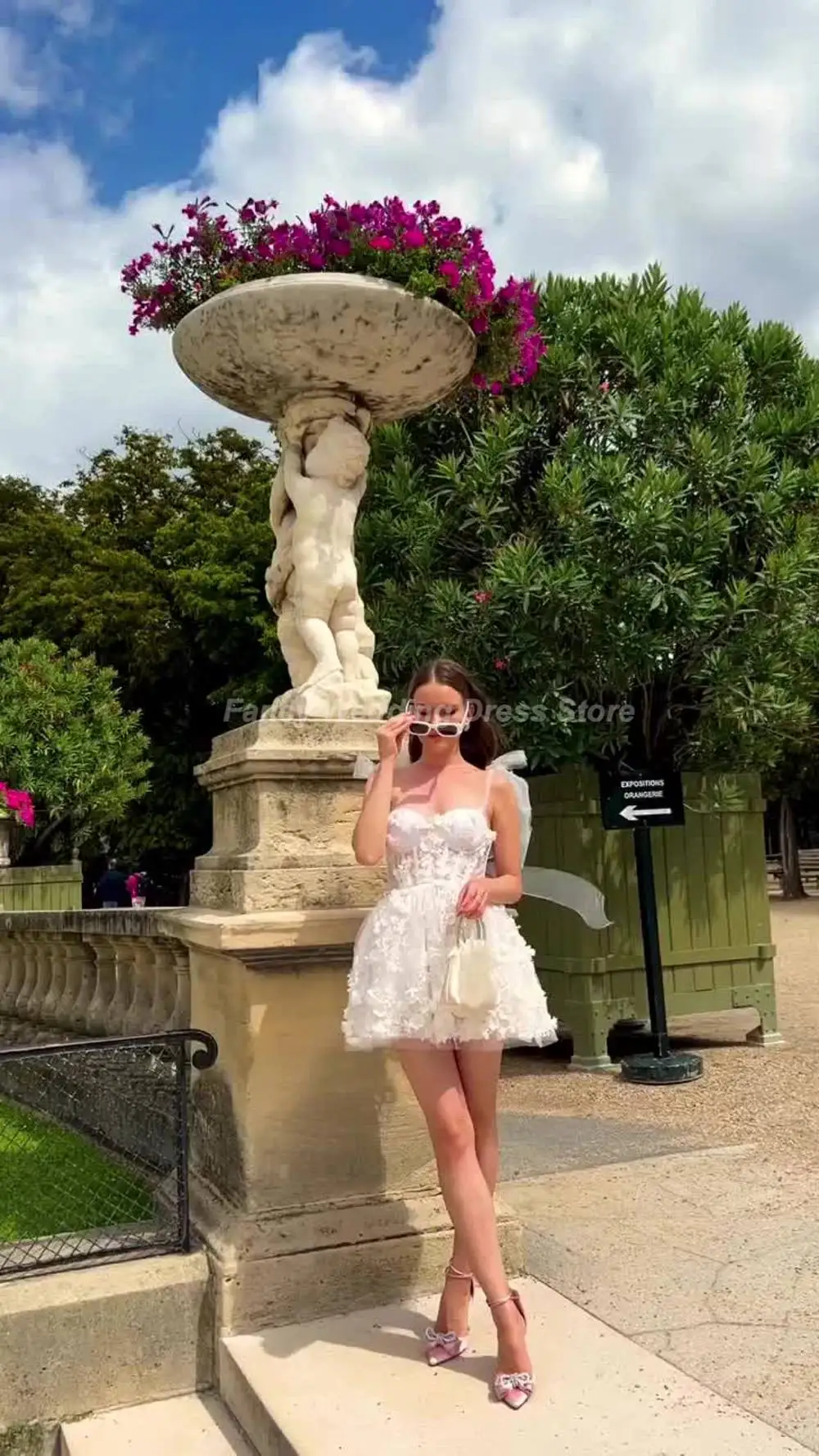 Vestido De Novia corto De encaje con purpurina, minivestido romántico De fiesta De noche con tirantes finos, cinta De lazo