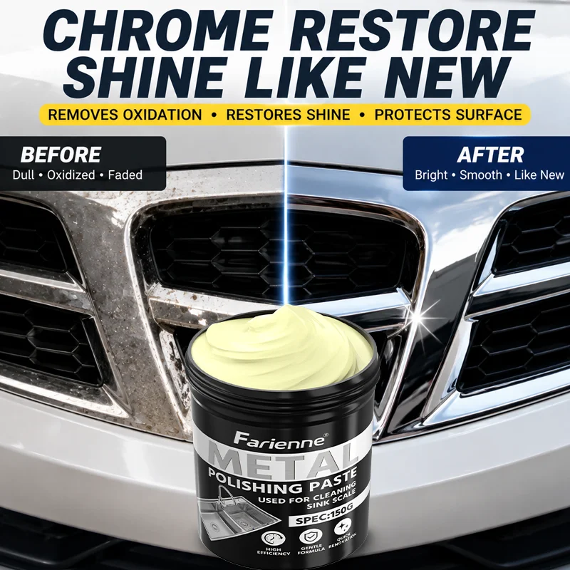 Farienne Metal Polishing Paste Chrome Restorer Light Rust Oxidation Cleaner For Car Exhaust Sink Faucet Stainless Steel 150g