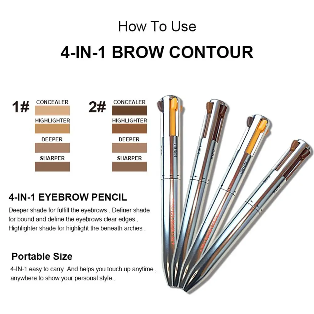 1pc Kosmetik Wasserdicht Brauen Stift Defining Hervorhebung Augenbraue Enhancer 4 In 1 Eyeliner Einfach zu Tragen Augenbraue Kontur Stift