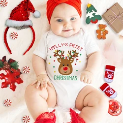 Custom Name Baby First Christmas Rompers Personalised Newborn Jumpsuit Xmas Party Outfit Clothes Boy Girl Infant Bodysuits Gifts