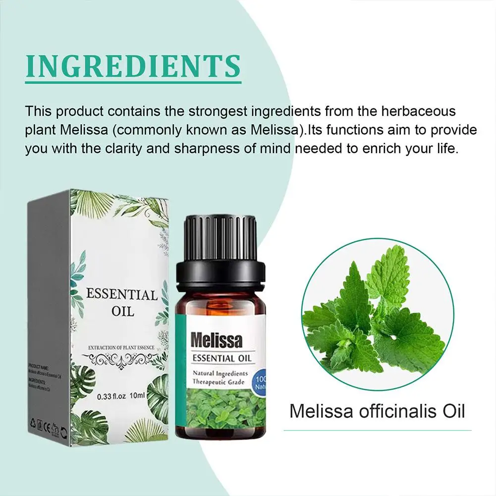 Melissa Officinalis Essential Oil Natural Stress Reliever Memory Officinalis Oil Improve Melissa Essential Concentrate Rela D2M6