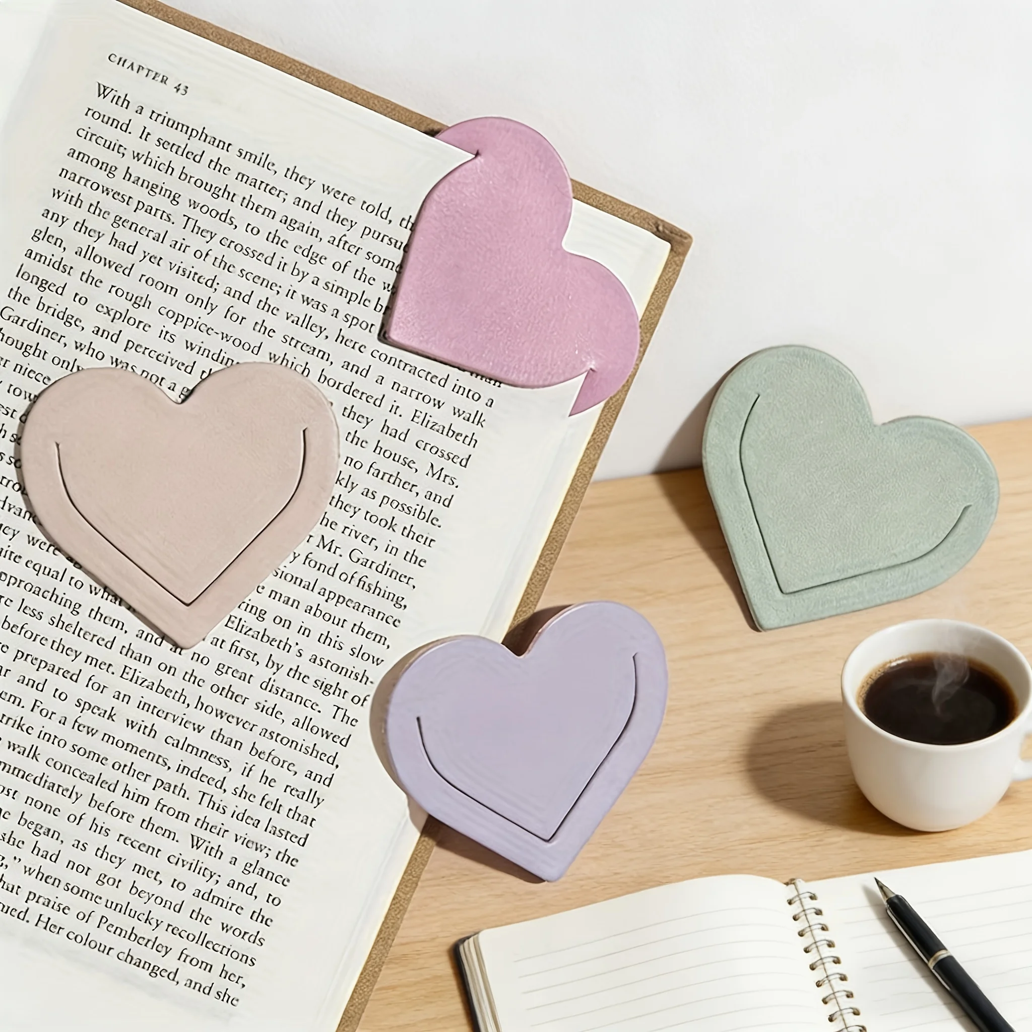 4Pcs Heart‑Shaped Handmade Bookmarks Add Color Charm for Your Reading Journey Symbol of Love for Literature & Knowledge Pursuit