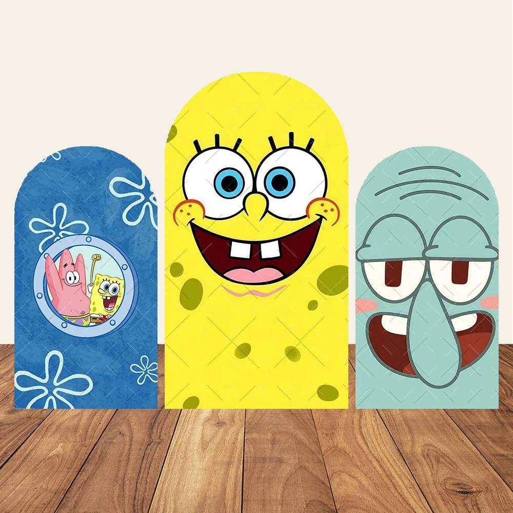 Spongebob Theme Arch Background Cover Children\'s Birthday Party Decoration Props Baby Shower Photo Backdrop Photography Supplies