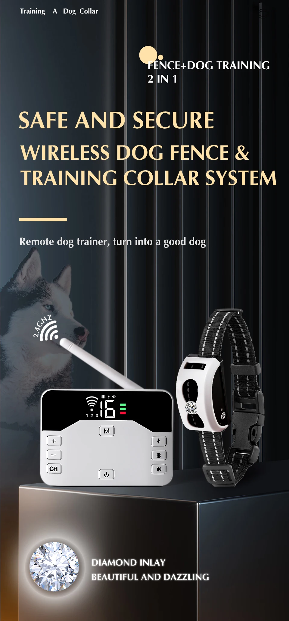 2-in-1 kabelloses elektronisches Hundezaunsystem und ferngesteuertes Trainingshalsband, Beep-Stoß-Vibration und Haustierunterhaltung für Welpen aller Größen – Detail 4