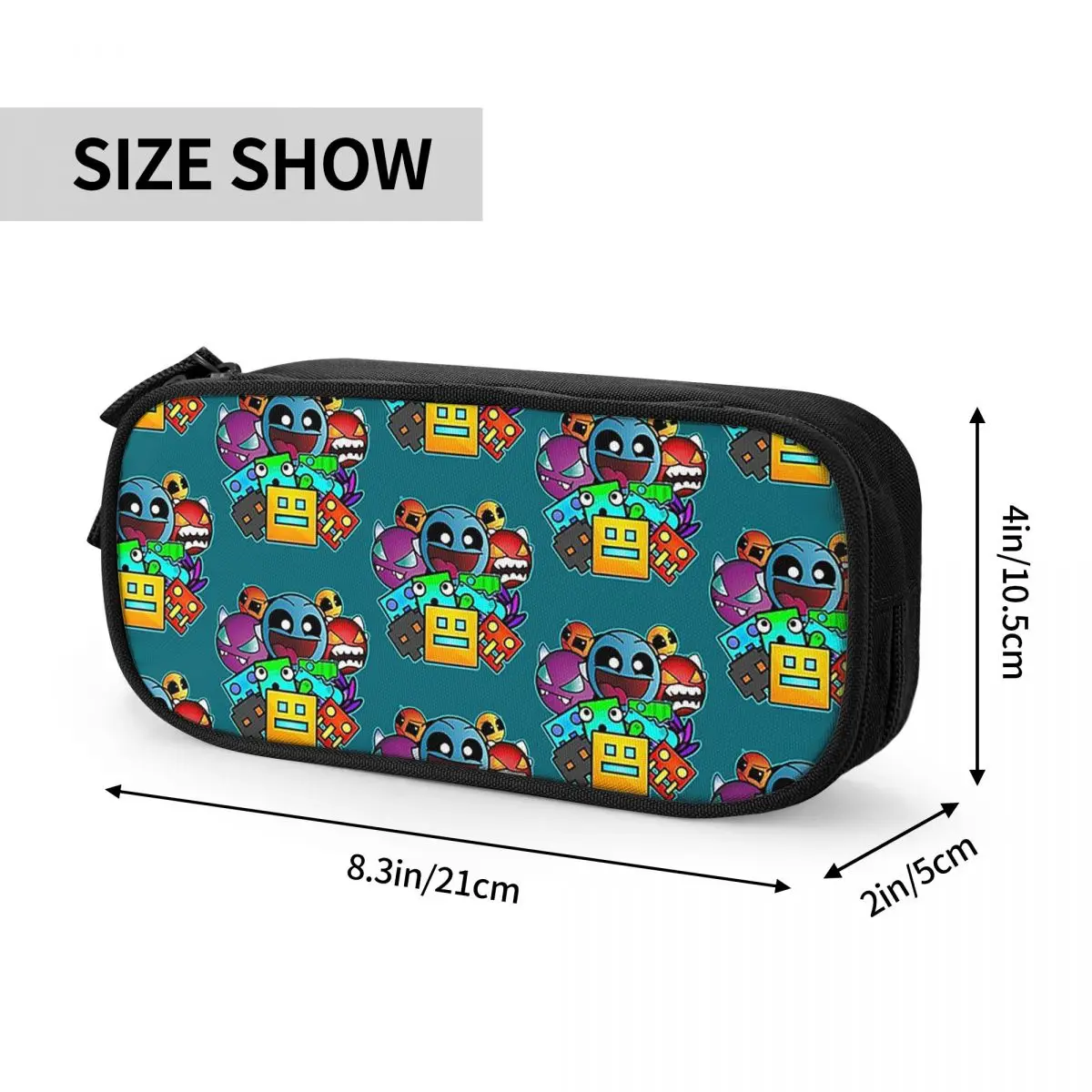 Video Game Geometry Dash Pencil Cases for Student Gifts Pen Box Pencil Bag Large Storage Pencil Pouch