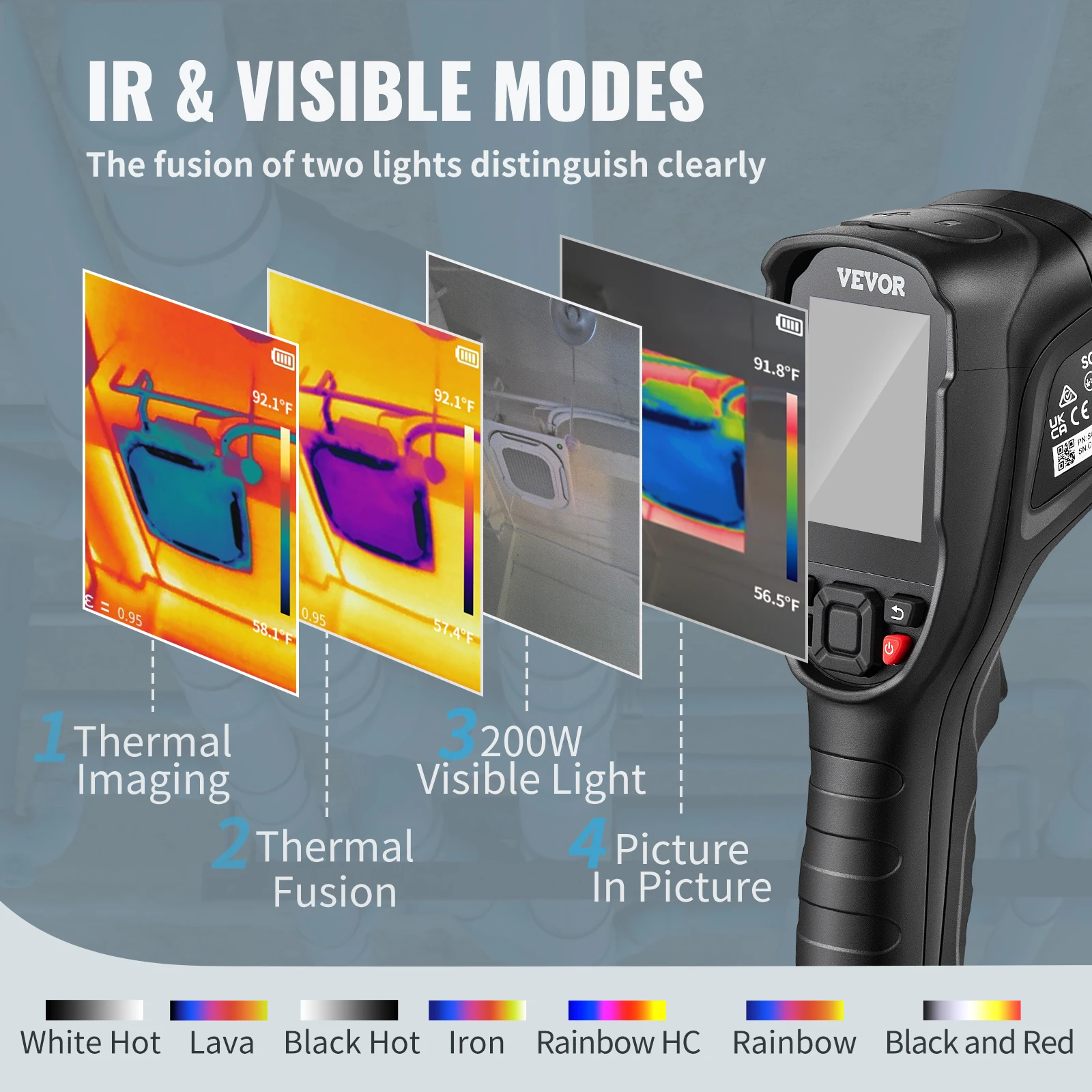 Kamera termowizyjna rozdzielczość 240x180 IR z 2MP kamerą wizualną kamera termowizyjna na podczerwień do naprawy rurociągów