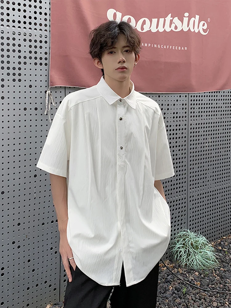Cleanfit White Deconstructed Short Sleeve Men's Shirt Summer Trendy Brand High-End Feeling Light Jacket Youth Popular Loose Fit