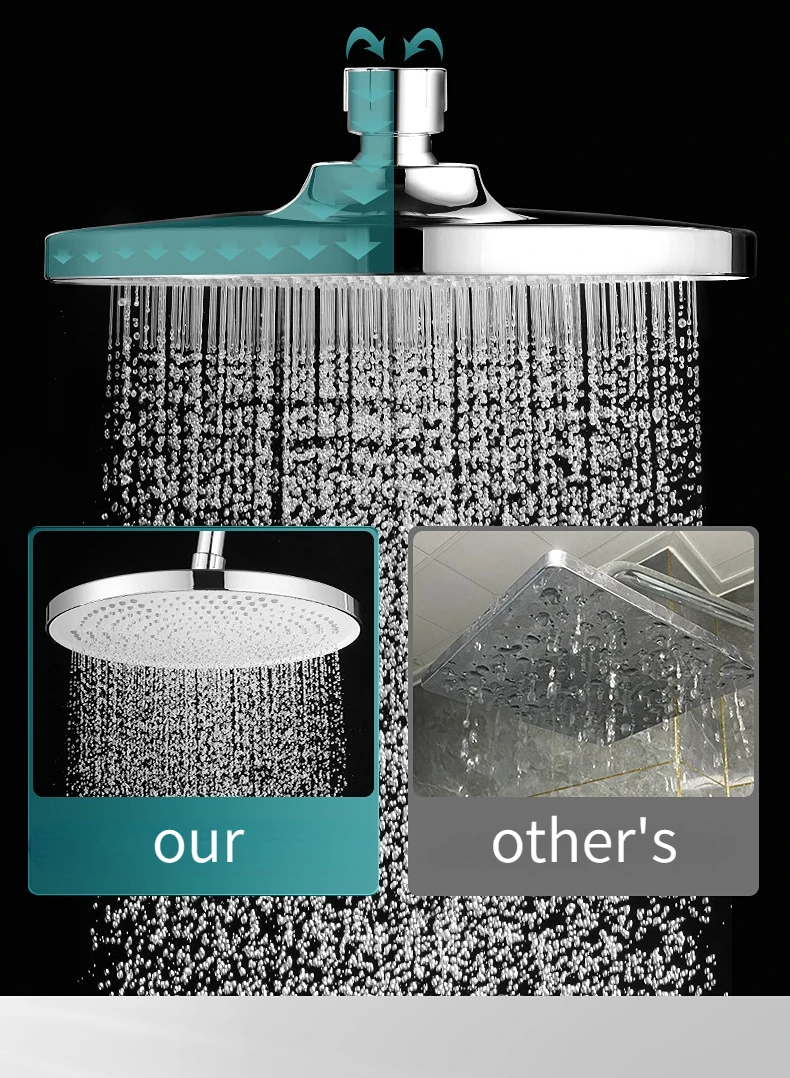 Neuer 25CM Druckverstärkter Deckenmontierter Duschkopf mit Supercharge-Technologie, Großer Durchfluss, ABS-Verstärkter Hochdruck-Regenduschkopf – Detail 7