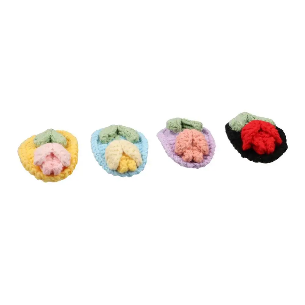 Funny Wool Knitted Flower Barrettes BB Clip Handmade Crochet Barrettes Hair Ornament Side Barrettes Embroidery Hairpin Student