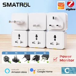 Tuya Zigbee Smart Home Universal Plug Socket Power Monitor 16A Timer App Voice Works With Alexa Google Home